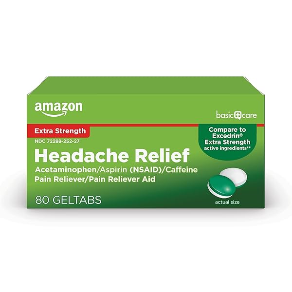 AMAZON BASIC CARE HEADACHE RELIEF GELTABS, 80 COUNT