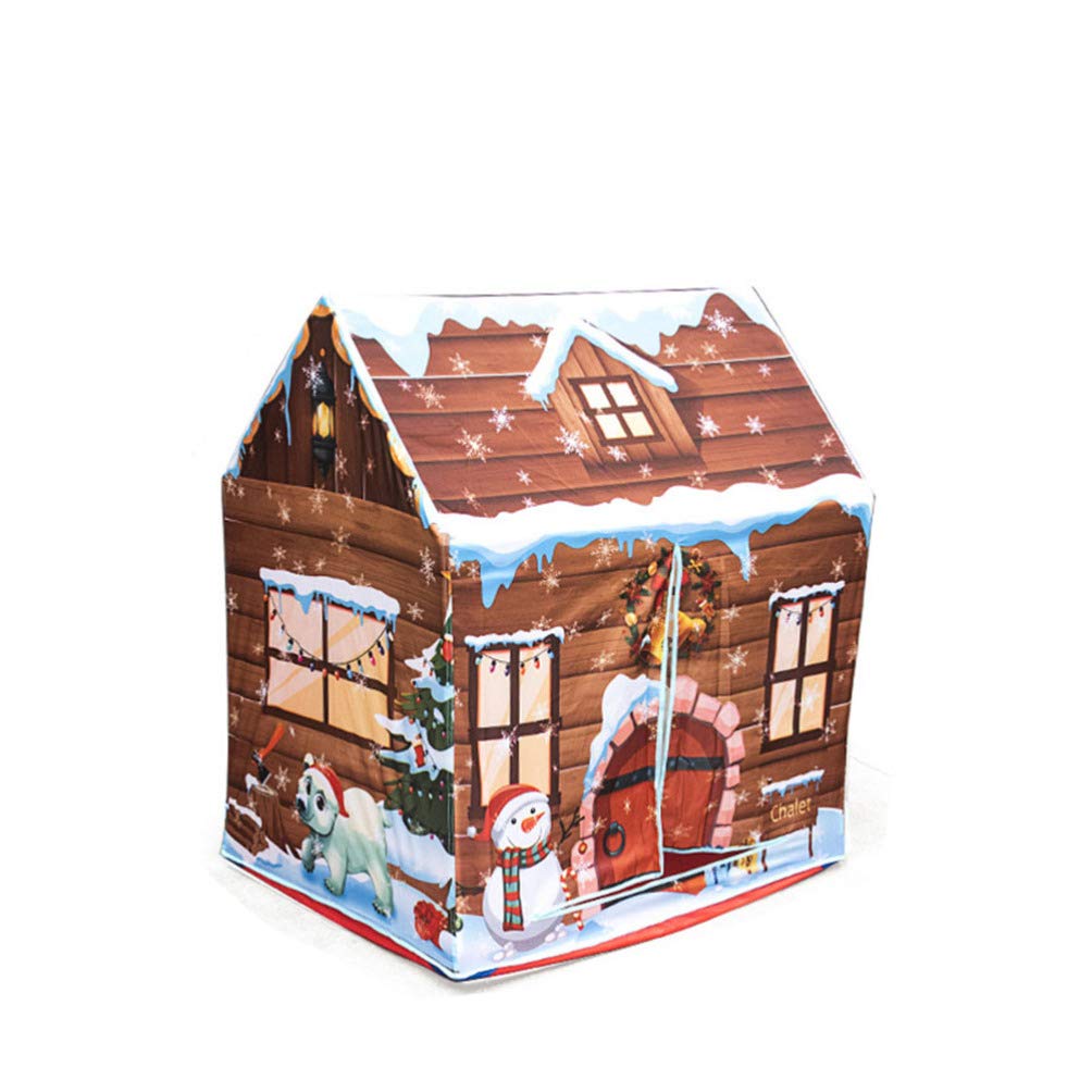 Play Tent Kids Do Playhouse Christmas House Indoor and Outdoor for Children Foldable Pop Up Tent Brown