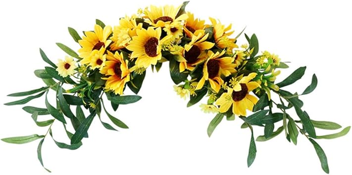 Amazon Com Imikeya Artificial Sunflower Swag Decorative Flower Swag Wedding Arch Decor Fake Flower Wreath Sunflower Swag Garland For Home Wedding Arch Front Door Wall Decor Furniture Decor
