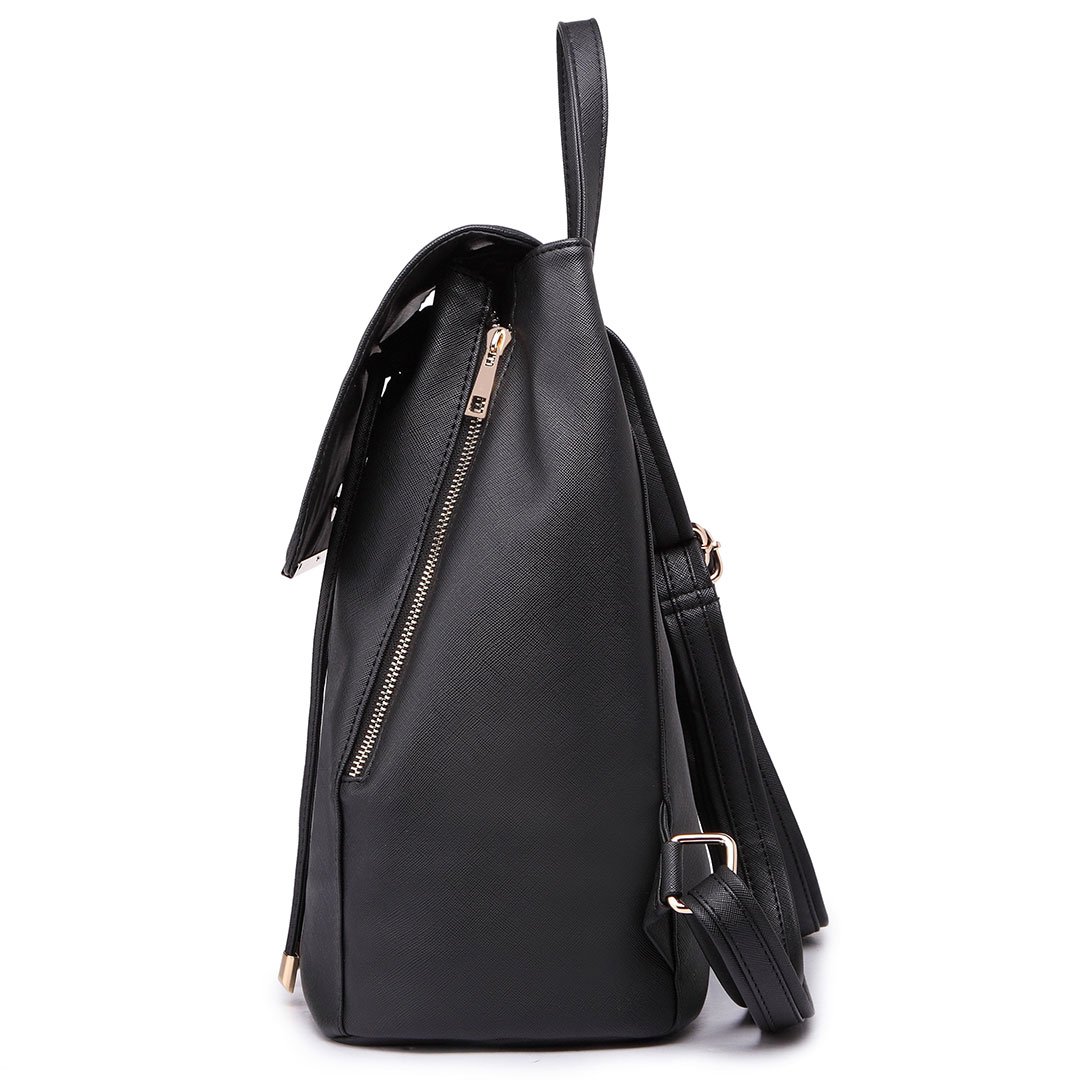 Miss Lulu Backpack Womens Fashion Backpacks Black Backpack Ladies PU Leather Waterproof Daypack Medium School Work Travel
