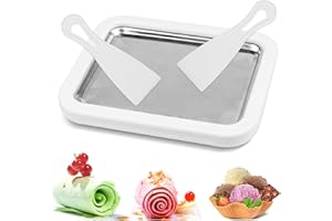 AEIMIAIDE Ice Cream Roller Maker Pan with 2-spatulas, DIY Rolled Icecream Plate, Ice Cream Roll Maker for Homemade Rolled Cre