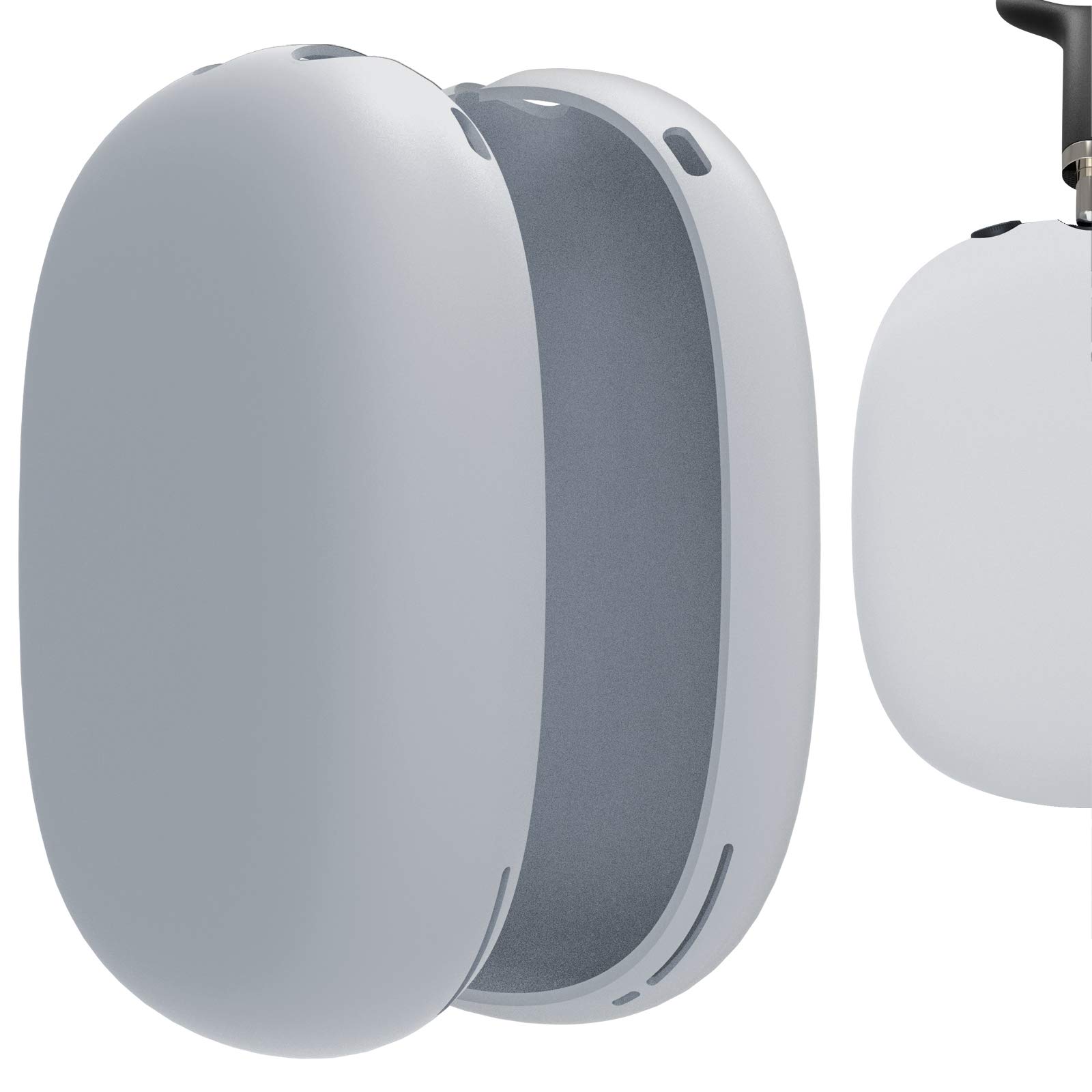 Geekria Silicone Ear Cup Cover Compatible with Apple AirPods Max Headphones, Scratch Proof Protector Skin + Anti-Slip Grip (Silver)