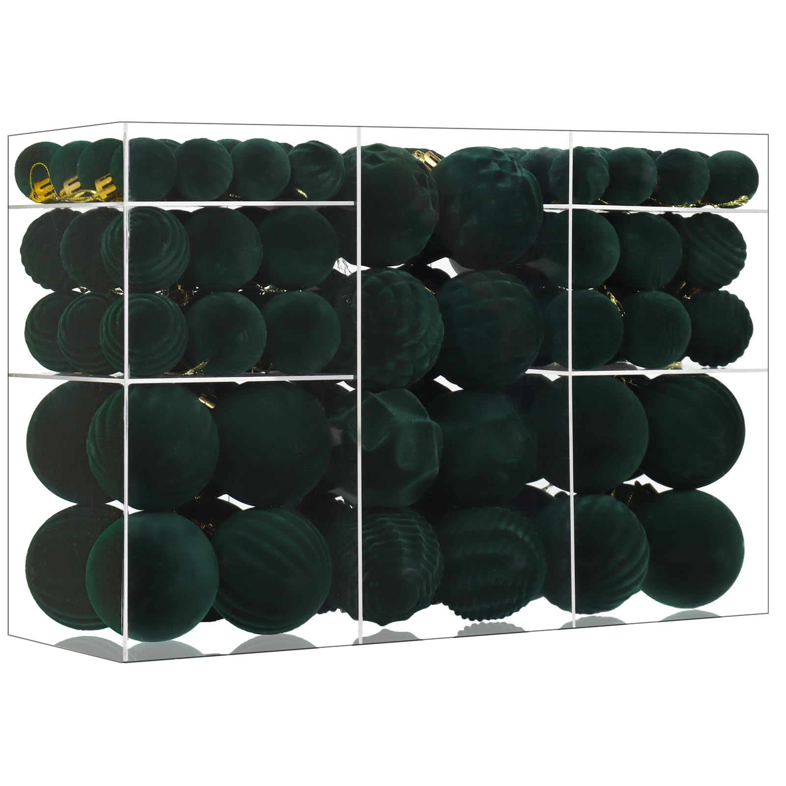 Photo 1 of 100 Pcs Christmas Velvet Balls Set, Christmas Balls Decorations, Flocked Hanging Ornaments for Xmas Tree Wedding Anniversary Party (Dark Green)
