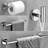 VELIMAX 18/8 Stainless Steel 4-Piece Bathroom Hardware Set Modern Round Towel Bars Wall Mounted Bathroom Fixtures Kit, 23.6-Inch, Polished Finish