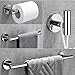 VELIMAX SUS304 Stainless Steel 4-Piece Bathroom Hardware Accessories Set Wall Mounted Towel Bar Polished Chrome Towel Rack Set - Robe Hook, Toilet Paper Holder, Towel Ring, 23