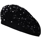 Ewaycom Women Sparkly Sequin Beret Hat Shining French Style Beanie Fashion Artist Hat