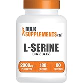 BulkSupplements.com L-Serine Capsules - Serine Supplement, Amino Acids Supplement - Gluten Free, 3 Capsules per Serving, 180 Count (Pack of 1)