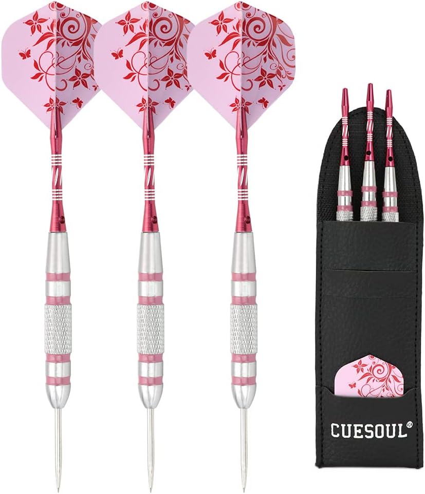 CUESOUL Steel Tip Darts Set 22 Grams Aluminum Shafts 3pcs Flights Case