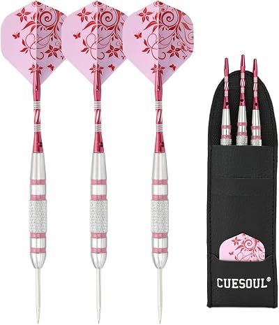CUESOUL Steel Tip Darts Set 22 Grams Aluminum Shafts 3pcs Flights Case
