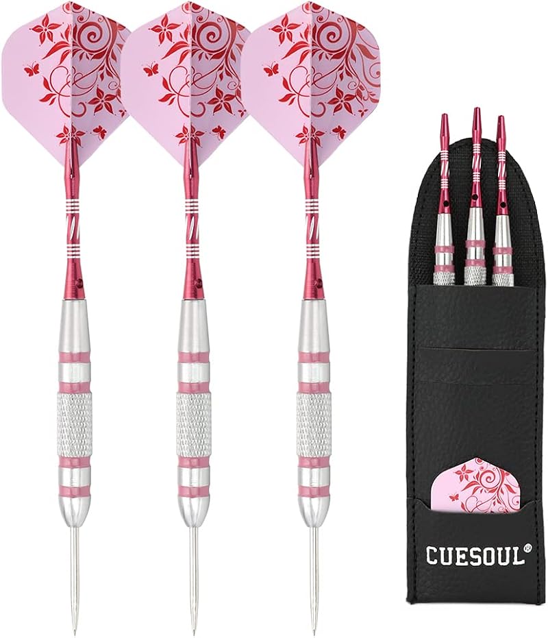 CUESOUL Steel Tip Darts Set 22 Grams Aluminum Shafts 3pcs Flights Case