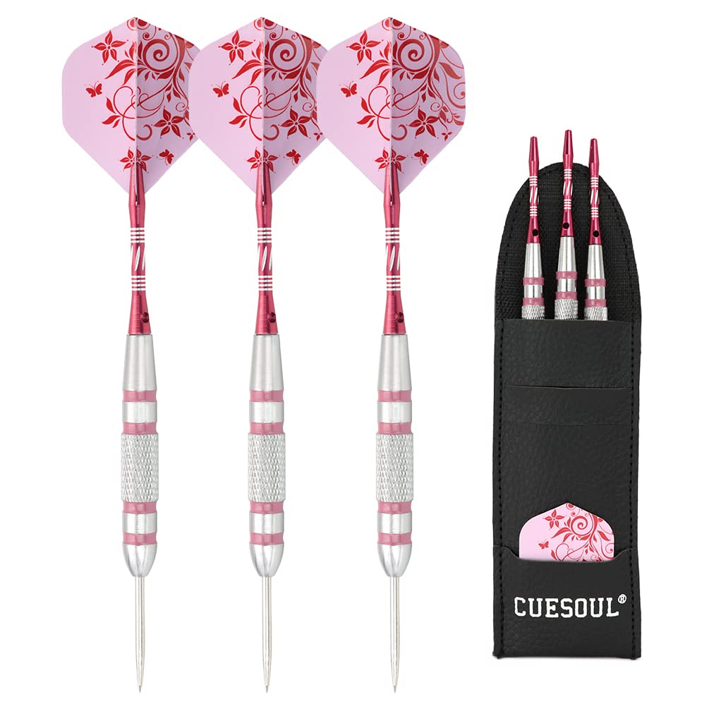 CUESOUL Steel Tip Darts Set 22 Grams With Durable Aluminum Shafts 3 pcs Dart Flights Dart Bag/Case