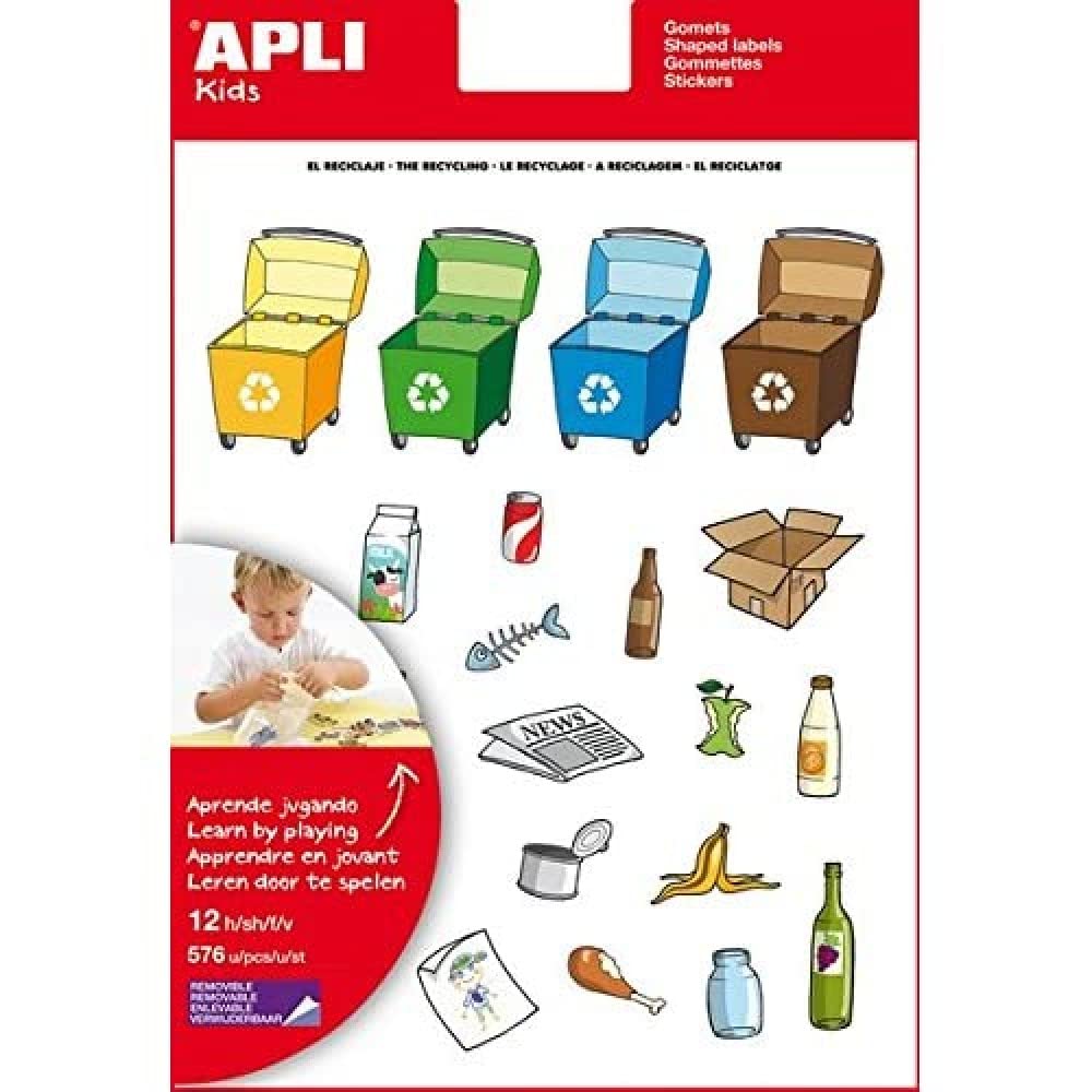APLI Kids 12788 Recycling Themed Gomets Blister Pack, 12 Sheets X 12788