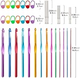 Tiiduo 37 PC Crochet Hooks Set Aluminum Ergonomic Handles with Markers view 5