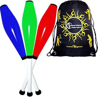 Jonglierkeulen Henrys Delphin 3er-set (Blau/Rot/Grun) Jonglier Keulen Training Set + Flames N Games Reisetasche! Große Keulenjonglage Set für Kinder & Erwachsene!