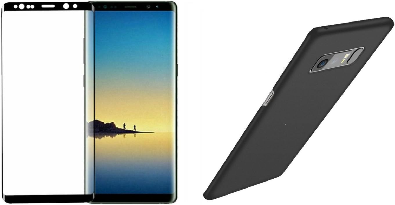 EiZiTEK Eizishield Series Screen Protector Glass Bundle with Case for Samsung Galaxy Note 8, Edge-to-Edge High Sensitivity Shield and Eizicase, Black