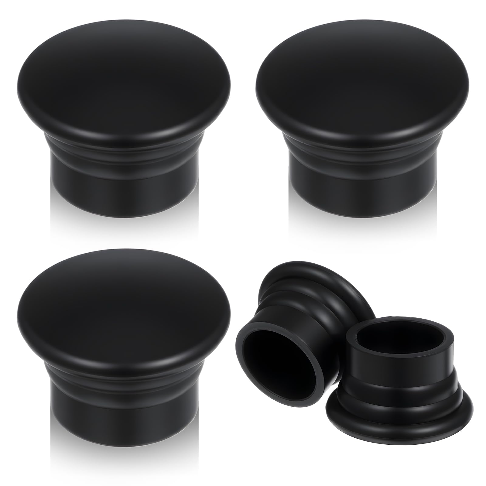 Photo 1 of 4 Pcs Window Curtain Rod End Trim Caps Black Window Curtain Rod Cap Curtains Rods Ends Decorative Cap for 28mm / 1.13 Inch Diameter Rods