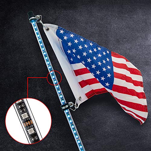 2PCS SIZZLEAUTO 3ft ATV UTV LED Whip Lights RGB Lighted Antenna Whips RF Remote Control w/US Flag for Off Road Jeep Sand Rails Buggies 4X4 Quad Can-am Maverick Yamaha Polaris RZR - Thumbnail 3