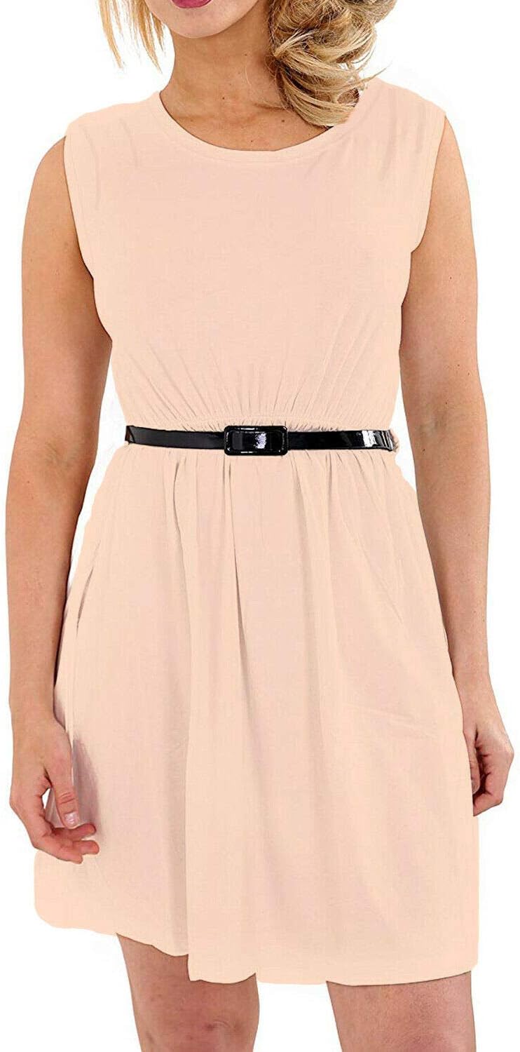 Papaval Girls Skater Kids Sleeveless Party Fit Flare Belted Summer Dress Ages 3-14 Years