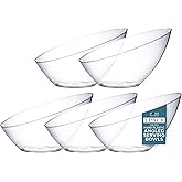Posh Setting - Clear Plastic Serving Bowls for Party Angled Bowls Disposable Chip Bowls Candy Bowls for Party Table Salad and Fruit Bowls for Party Wedding Serving Bowls-Clear, 54 OZ, 5 Pack