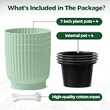 T4U 4 Pack 18cm Self Watering Plant Pots Indoor Green House Planters view 6