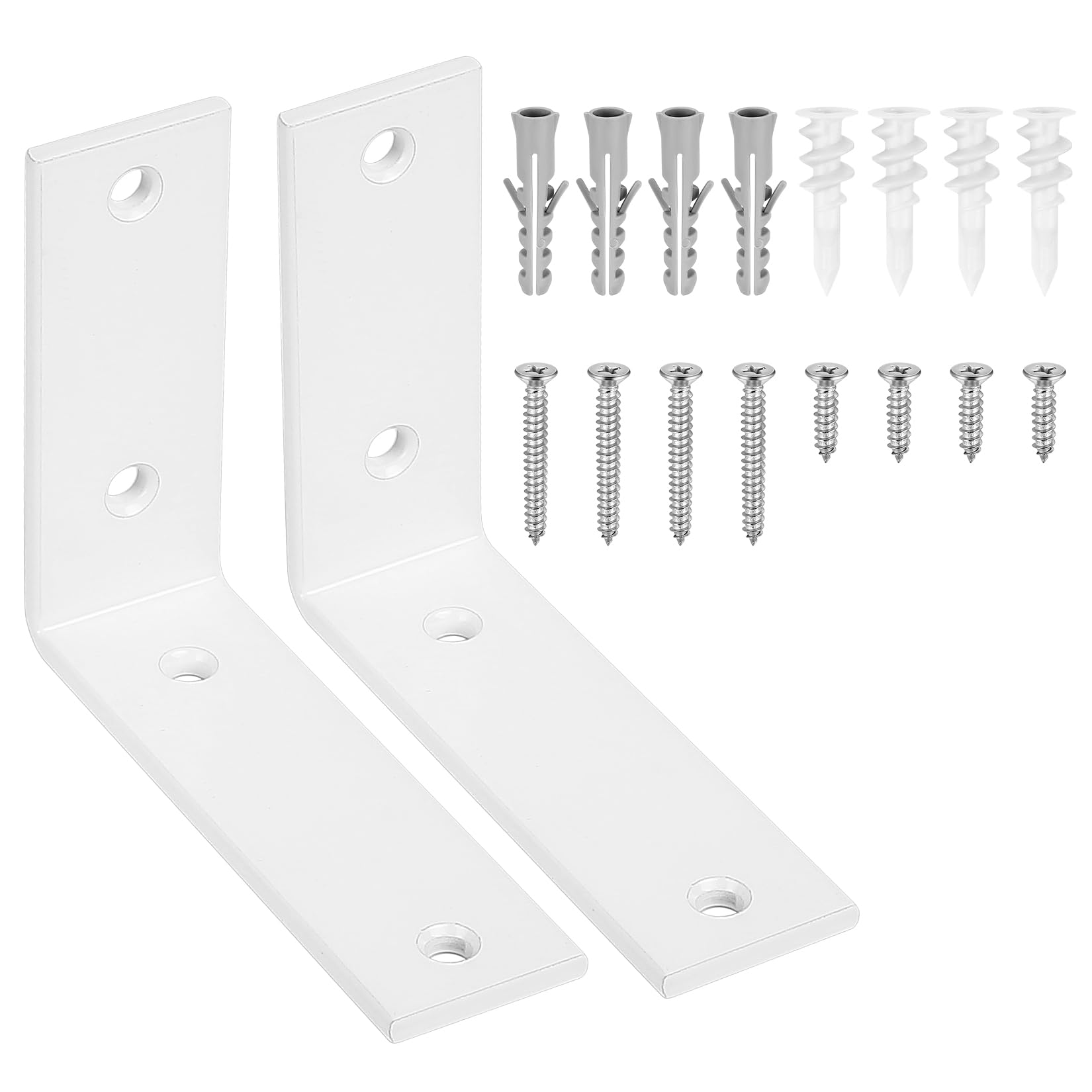 2 Pcs White Shelf Brackets - Heavy Duty Metal L Brackets for Shelves, Wall Mounted for Kitchen Office Bookshelf Board (125 x 100 mm/5 x 4 inch)