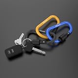 BEEWAY Locking Carabiner 3 Pack Aluminum D Ring Keychain Clip Black Blue Gold view 6