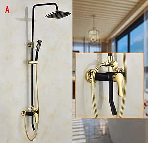 Conjunto de ducha con elevador de ducha chapado en oro negro ducha de
