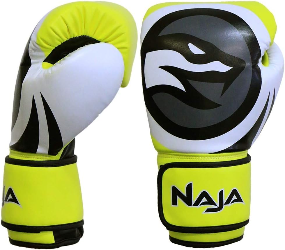Naja Extreme Pro Grade Boxing Gloves, Kickboxing Bagwork Gel Sparring Training, Muay Thai Style Punching, Fight Gloves