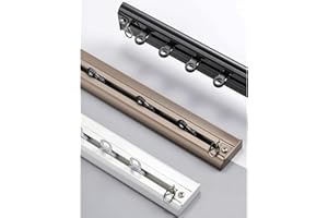 Ceiling Curtain Track Set Ultra-Thin Room Divider Rod with Mute Rollers Mount Comes with,Roller for Privacy in Open Rooms(Bla