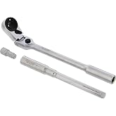 VIM Tools Flex Socket Ratchet to T Handle Wrench 3pc Set - 1/4in Small Ratchet Set with Socket Extension and Adapter