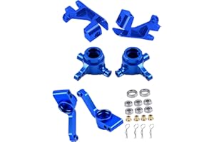 Rcarmumb Upgrades Part for 1/10 Slash 4x4 VXL/Stampede 4x4 VXL/Rustler 4x4 VXL,Aluminum Steering Blocks Caster Blocks C-Hubs Stub Axle Carriers Left&Right,Replace 6837 6832 1952,Navy Blue