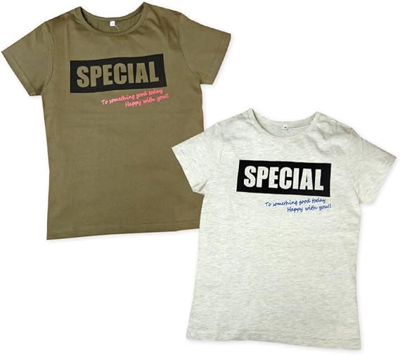 Amazon カーキ 130cm 子供服 女の子 Tシャツ 半袖 ロゴ ゆったりシルエット 女児 キッズ Tシャツ カットソー 通販