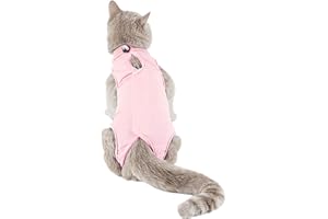 TORJOY Kitten Onesies,Cat Recovery Suit for Abdominal Wounds or Skin Diseases,After Surgery Wear Anti Licking Wounds,Breathable E-Collar Alternative for Cat Pink M