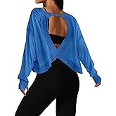 UNIANKIYA Open Back Workout Tops for Women Long Sleeve Cropped Athletic Clothes Gym Running Yoga Low Impact Sports T Shirts