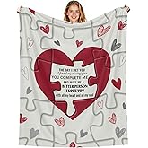 Giwawa Missing Piece I Love You Blanket Gift for Her Him Couple Wedding for Wife Husband Girlfriend Boyfriend Romantic Birthday Christmas Valentines Throw Blankets 50x60