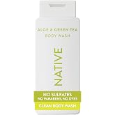 Native Clean Body Wash, Gentle &amp; pH-balanced for Sensitive Skin, 24-Hr Freshness for Women &amp; Men, Vegan &amp; Cruelty-Free, Free of Sulfates, Parabens &amp; Phthalates, Aloe &amp; Green Tea, 18 fl oz