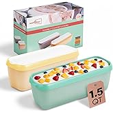 WALL QMER 2 Pack Ice Cream Tub Containers (1.5 Quart Each), Reusable Freezer Storage Containers with Lids for Homemade Sorbet, Frozen Yogurt, or Gelato, Yellow and Green