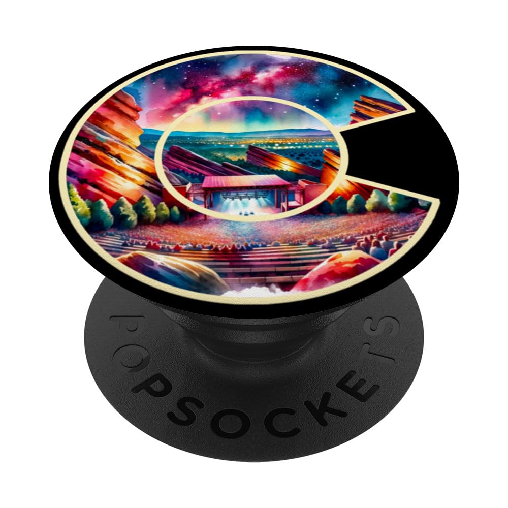 Red Rocks Colorado and Colorado Flag Art Graphic Design MCMA PopSockets Swappable PopGrip