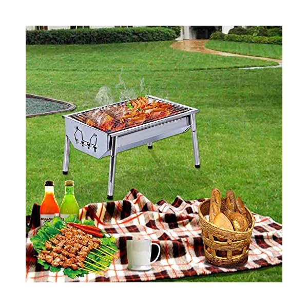 ISUMER-Charcoal-Grill-Barbecue-Portable-BBQ-Stainless-Steel-Folding-BBQ-Kabab-Grill-Camping-Grill-Tabletop-Grill-Hibachi-Grill-for-Shish-Kabob-Portable-Camping-Cooking-Small-Grill