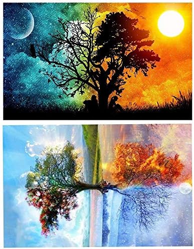 2 Pack DIY 5D Diamond Painting Kits Full Drill Diamond Paint by Number for Adults Kids,Diamond Rhinestone Crystal Painting Kit Art Craft for Home Wall Decor