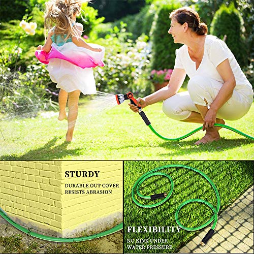HQMPC GARDEN HOSE 5/8″IDX75′ HOSE GARDEN WATER HOSE DURABLE PVC NON KINKING HEAVY WATER HOSE WITH BRASS HOSE FITTINGS ((75 FEET) …