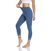 Women's Lace Trim Leggings 3/4 Length Capri Stretchy High Waist Yoga Cropped Leggings Lightweight Tights