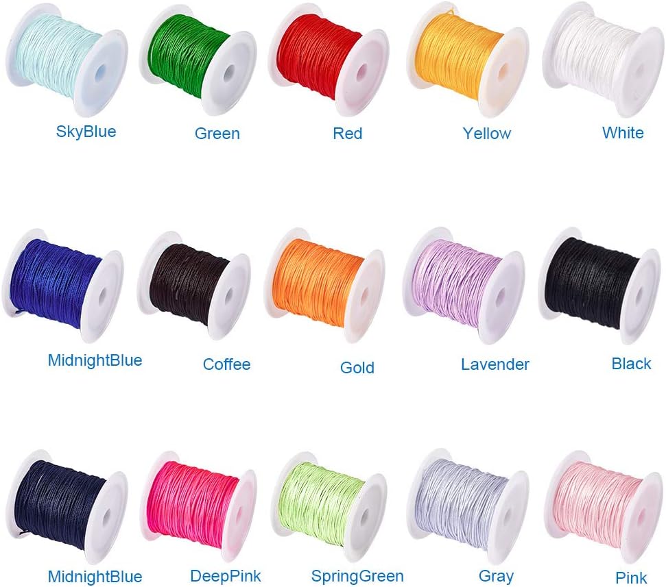 PH PandaHall 15 Colours 0.8mm Nylon Thread Bracelet String Drawstring Cord Macrame Cord Nylon Thread Kumihimo Beading Wire Blinds Satin Cords for Bracelet Necklace Jewellery Making DIY Crafts - Image 5