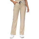 COMENII Scrubs for Women, Knit Yoga Waistband Straight Leg Cargo Pants, Classic Fit Womens Scrubs Pants