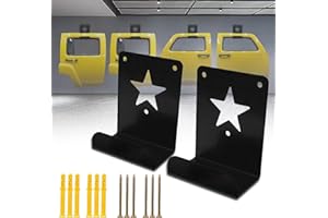 Zhitaoxun 2 Pack Heavy Duty Car Door Hanger Bracket, Removable Door Holder for Jeep Wrangler JK JKU JL JLU CJ YJ TJ LJ JT,Door Holder Storage Rack with 5-pointed Star Pattern,Space-Saving (2pcs)