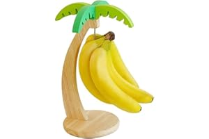 Banana Holder Wooden Tree Shape Banana Hook Stand with Hanger 13x6 Inch Rustic Fruit Holder for Kitchen Counter Even Ripening
