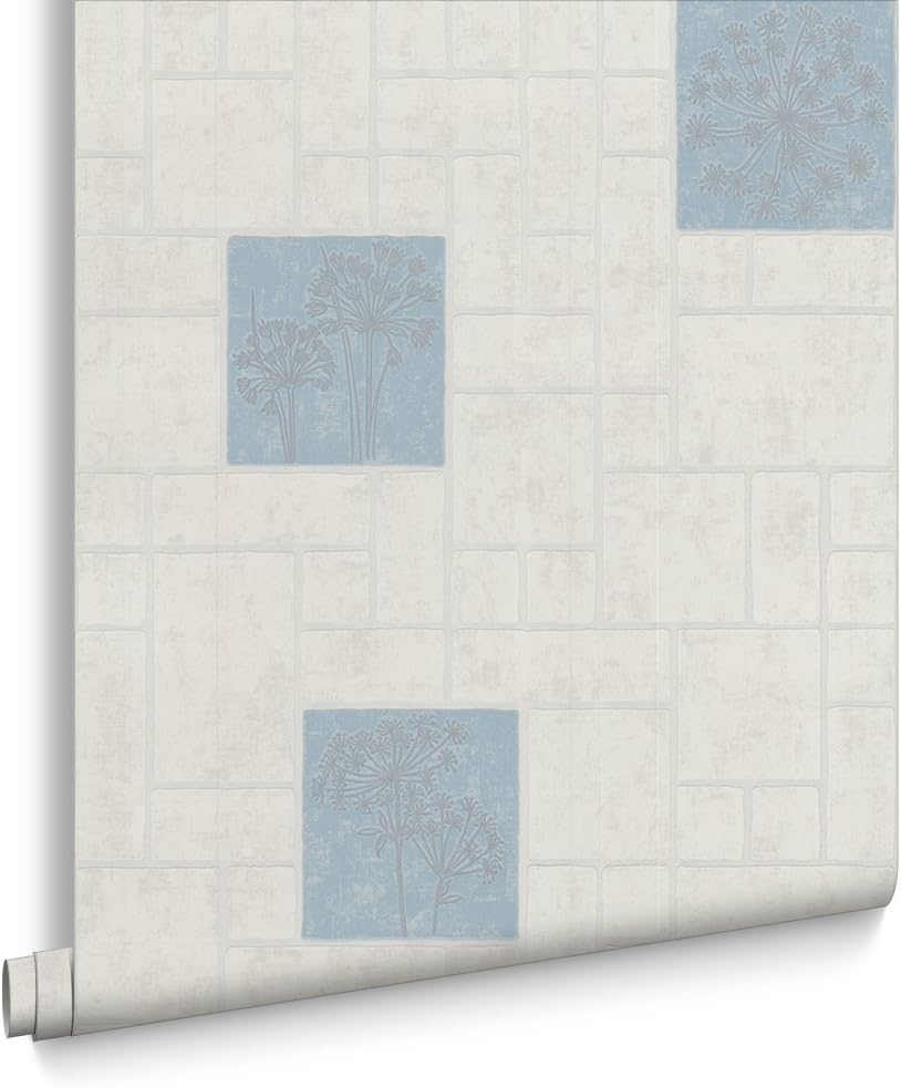Contour Tile Effect Kitchen Bathroom Blue/White Wallpaper Was £15 Now £7.50 Amazon.co.uk DIY