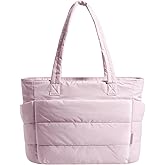 BAGSMART Tote Bag for Women, Lightweight Puffy Tote Bag with Compartments Shoulder Bag Handbag for Travel, Work, Gym | Lightweight, Puffy, Quilted, for Travel, Work