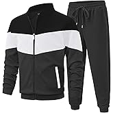 UOUA Men's Tracksuits Set Full Zip Jacket & Sweatpants 2 Piece Athletic Jogging Suits Casual Sports Color Block Outfit