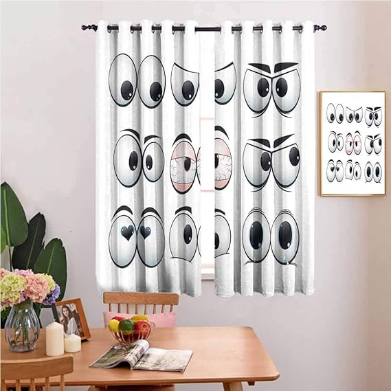 N / A Cortinas de Ojal para Dormitorio Colección de Ojos de expresión